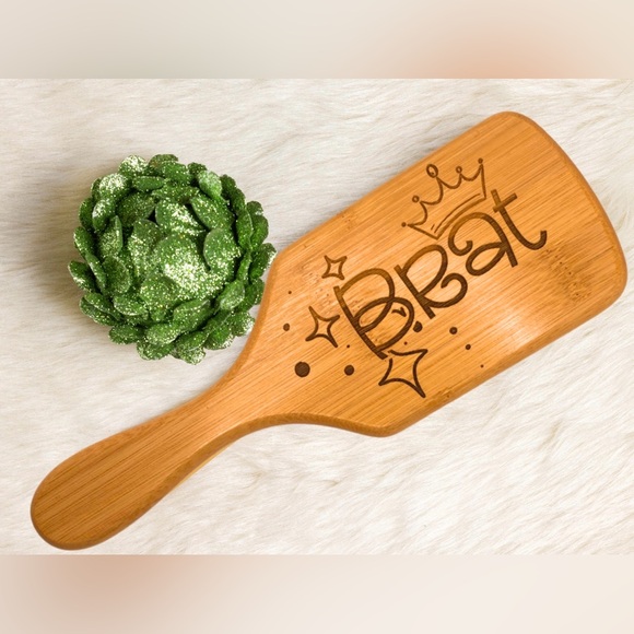 A Touch of Magic Other - Brat Bamboo Anti-Static Paddle Hair Brush - BDSM Brat Submissive Gift